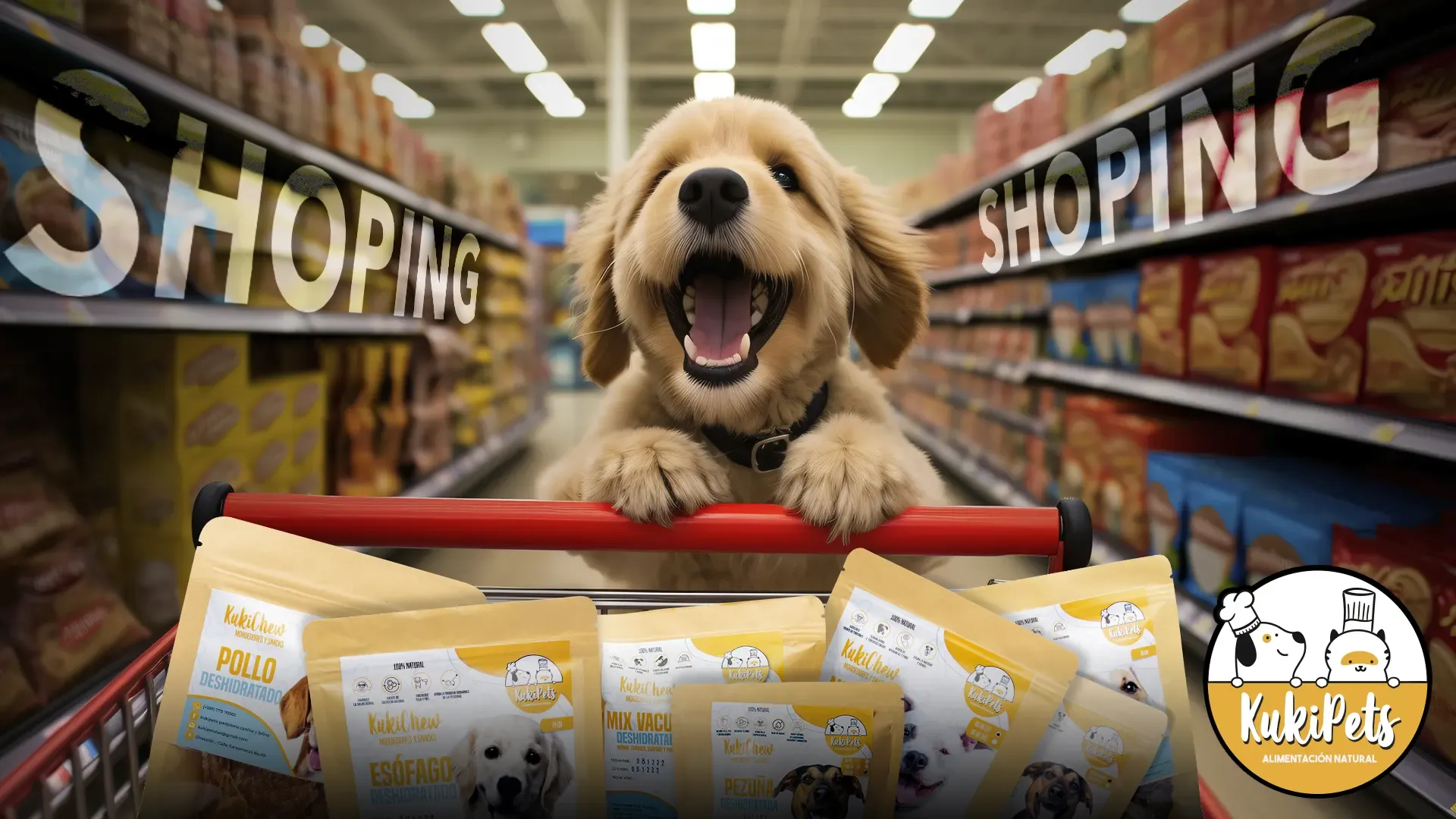 Perro feliz comiendo alimento KukiPets